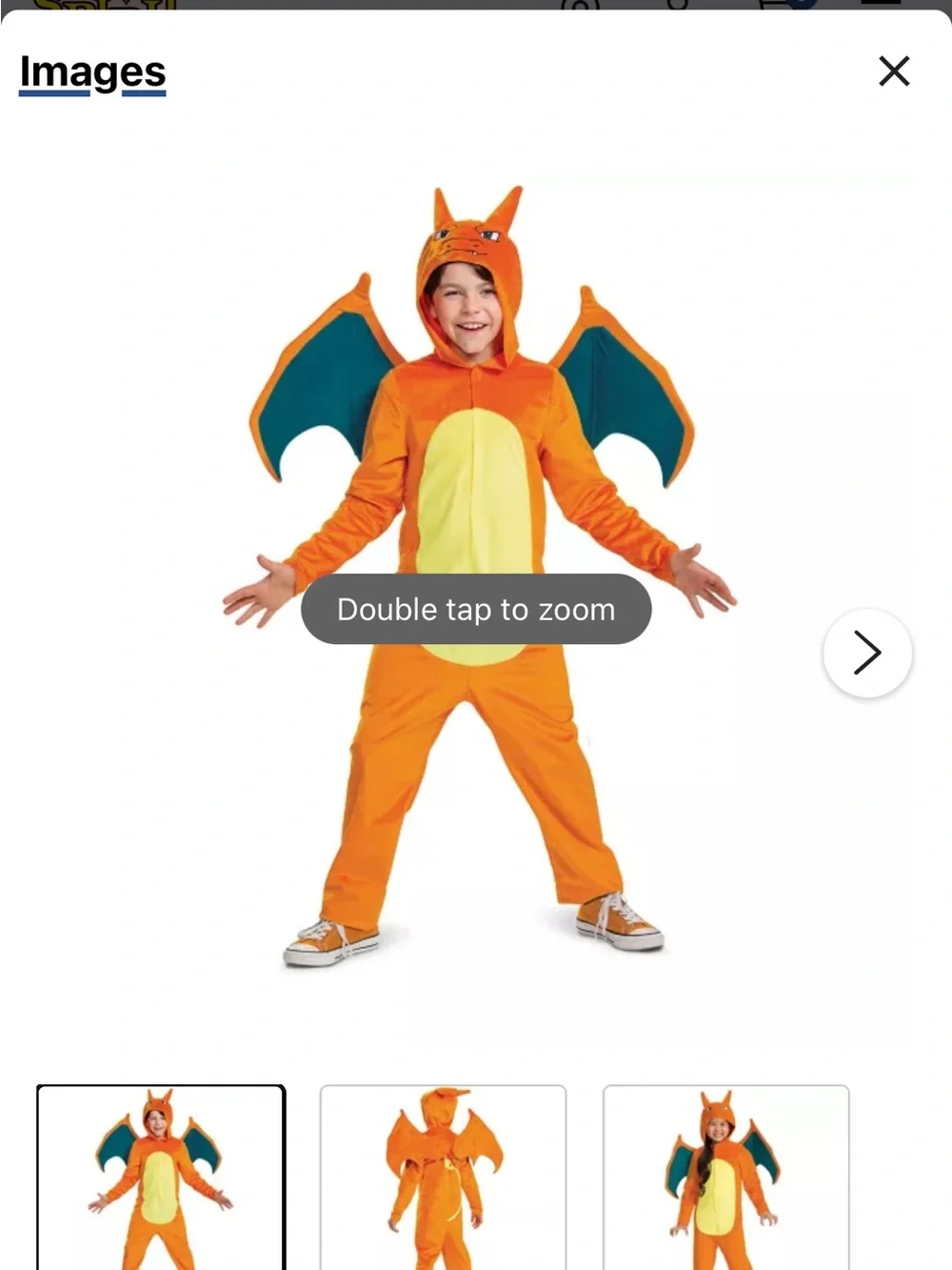 Pokemon Orange and Yellow Hooded Charizard One-Piece Bodysuit